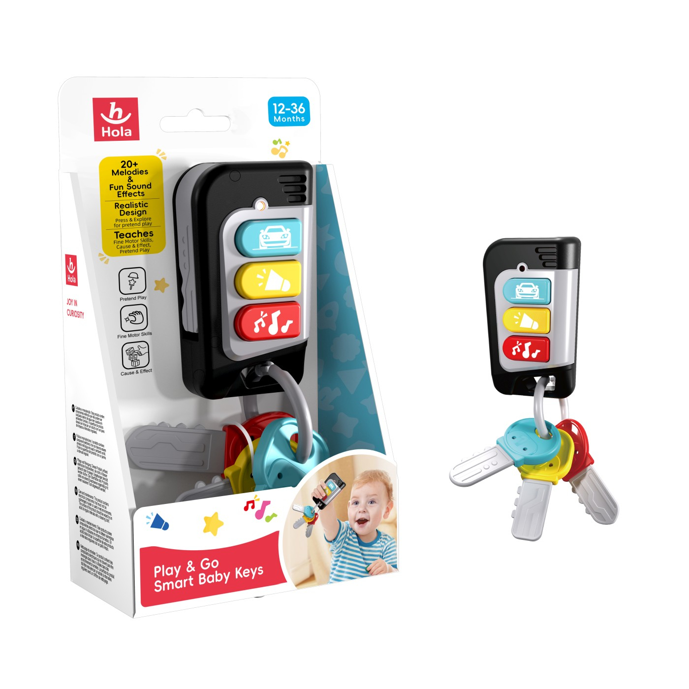 Jucarie interactiva Chei Auto, Joaca-te si porneste, +12 luni, Hola