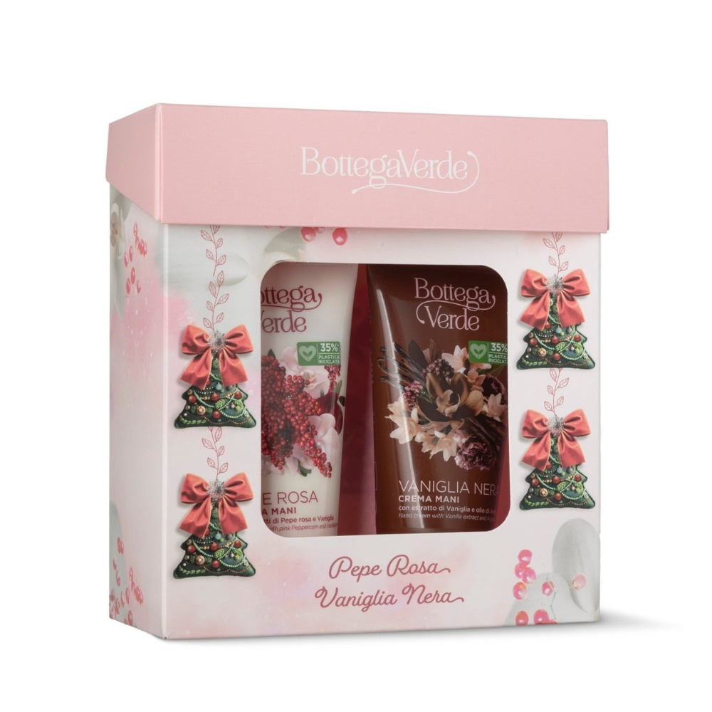 Set pentru hidratare maini, Pepe Rosa&Vaniglia Nera, 2x75 ml, Bottega Verde
