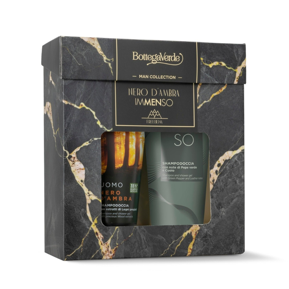Set ingrijire pentru barbati, Nero d'Ambra, 2x200 ml, Bottega Verde