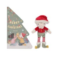 Set carte cartonata cu tematica de Craciun si jucarie Jim, 12 luni+, Little Dutch