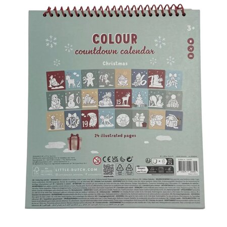 Carte de colorat Calendar de Advent, Craciun, 3 ani+, Little Dutch 738017