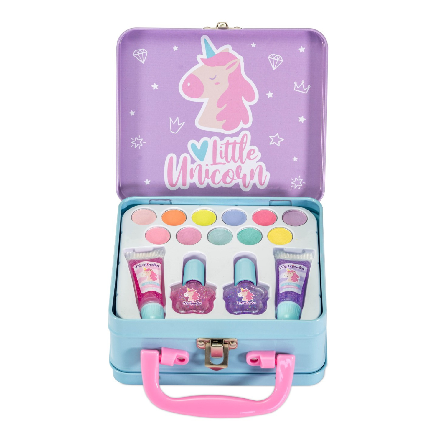 Trusa infrumusetare pentru copii, in cutie metalica Little Unicorn, Martinelia