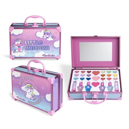 Trusa de make-up pentru copii tip servieta de metal Little Unicorn, Martinelia 738053