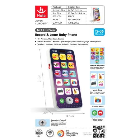 Telefon mobil interactiv, inregistraza si invata, +12 luni, Hola 738127