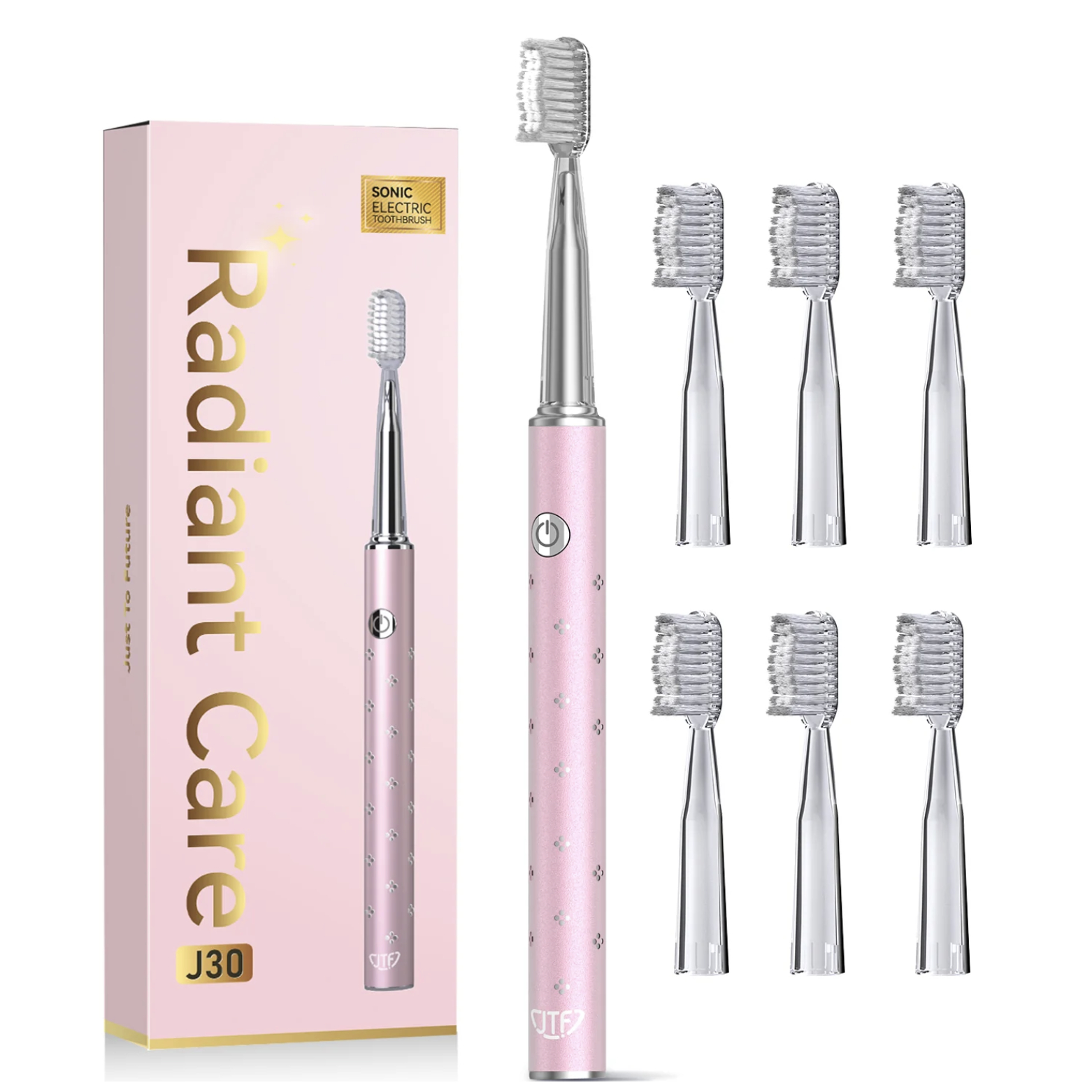 Periuta de dinti electrica pentru adulti + 6 capete de rezerva J30, Roz, JTF