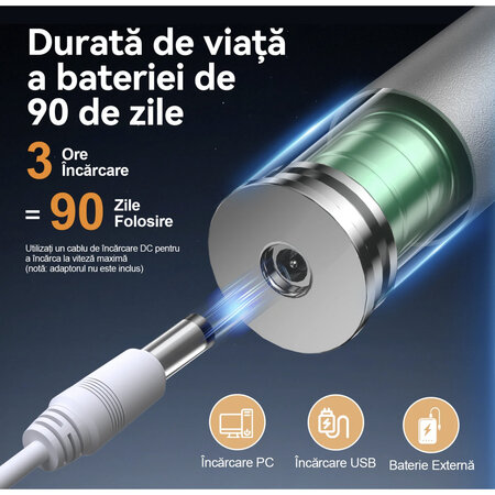 Periuta de dinti electrica pentru adulti + 6 capete de rezerva J30, Silver, JTF 738189