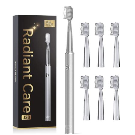 Periuta de dinti electrica pentru adulti + 6 capete de rezerva, Silver, JTF