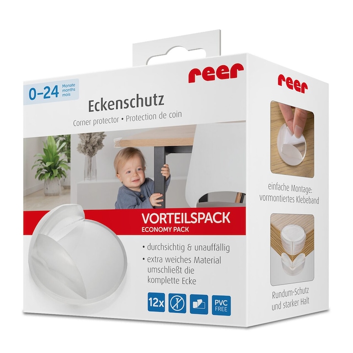 Protectii transparente pentru colturi, 12 bucati, Reer