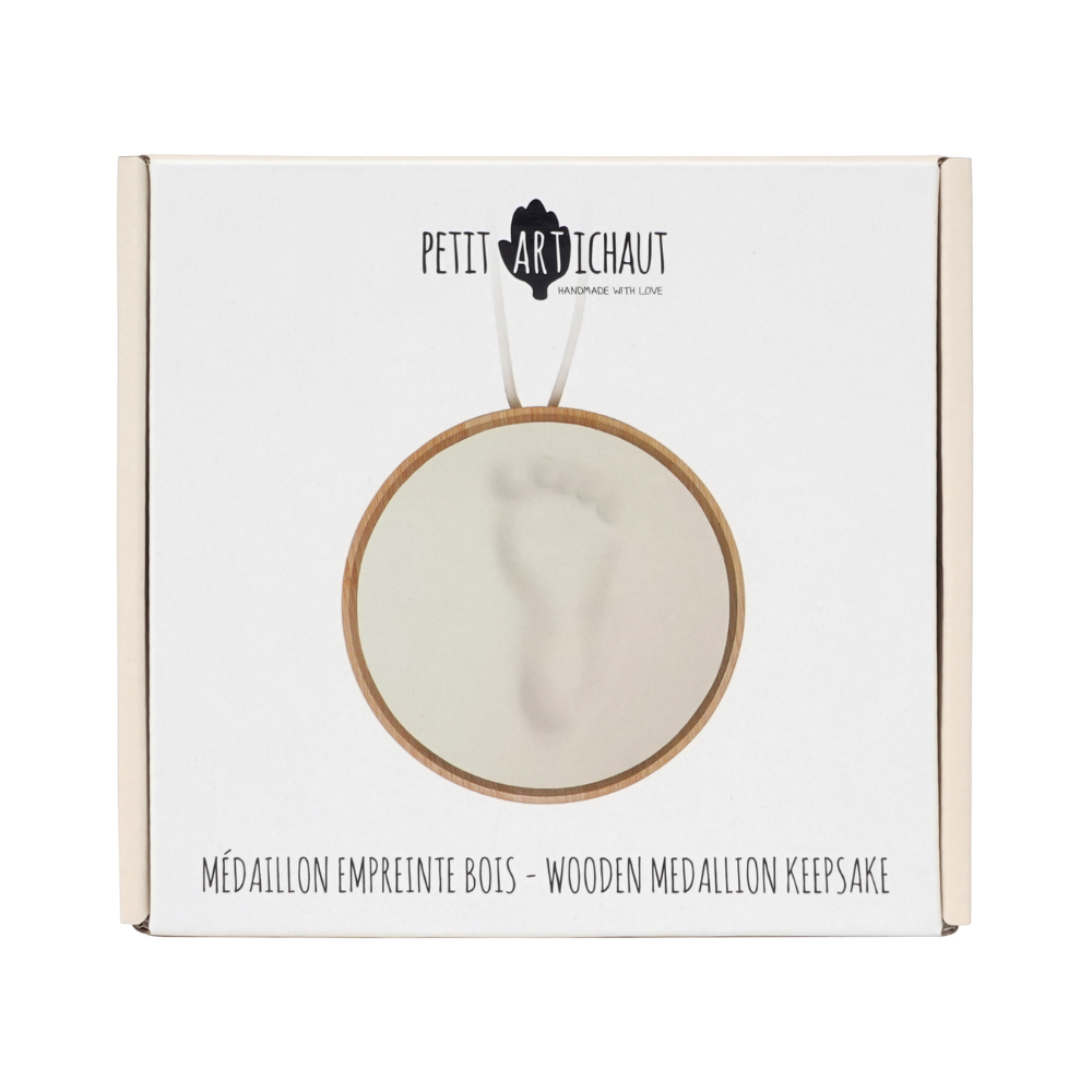 Kit amprenta bebelus cu rama din lemn rotunda, Keepsake, Petit Artichaut
