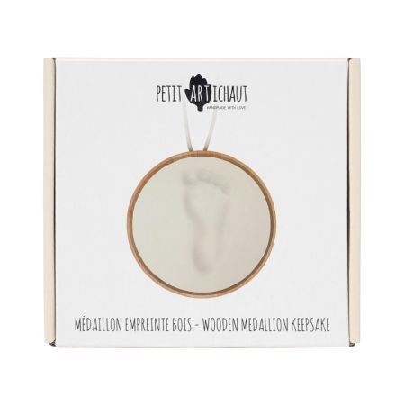 Kit amprenta bebelus cu rama din lemn rotunda, Keepsake, Petit Artichaut