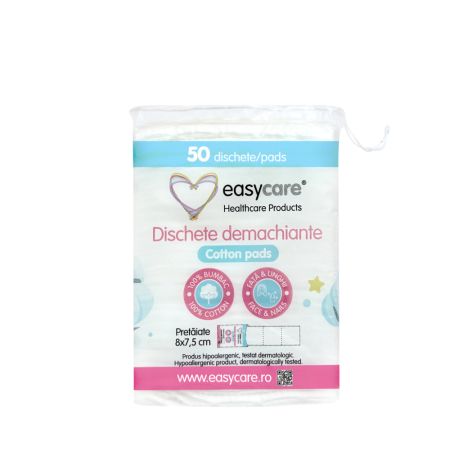 Dischete demachiante patrate, 8x7.5 cm, 50 bucati, EasyCare