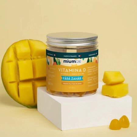 Jeleuri cu Vitamina D, Mango, 4 ani+, 42 bucati, Mium Lab 738659