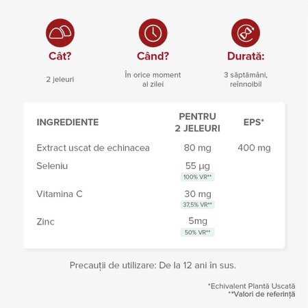 Jeleuri cu echinacea, vitamina C si minerale, Imunitate, Cirese, 42 bucati, Mium Lab 738690