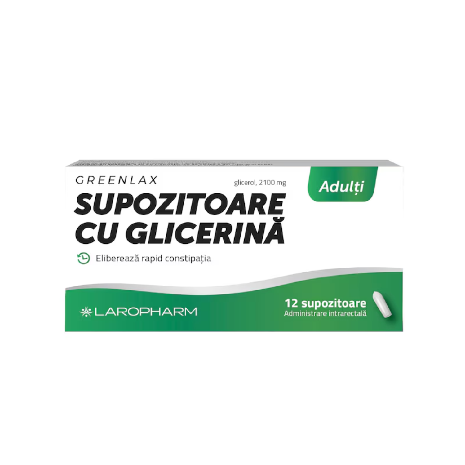 Supozitoare cu glicerina pentru adulti Greenlax, 12 bucati, Laropharm