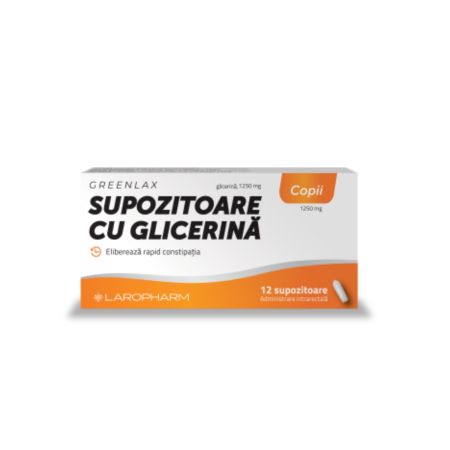 Supozitoare cu glicerina pentru copii Greenlax, 12 bucati, Laropharm