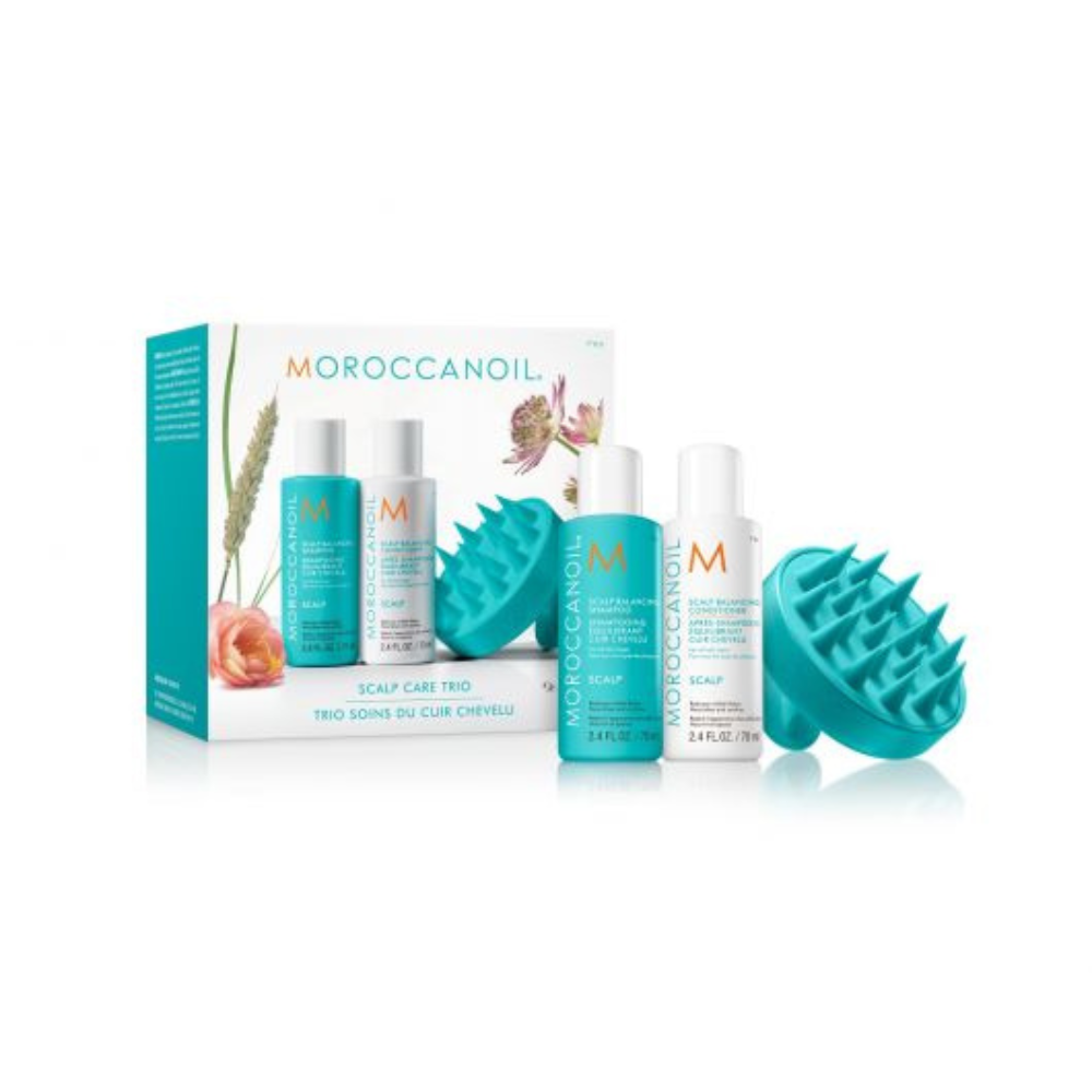 Set de par + perie, Scalp Balancing, 2x70 ml, Moroccanoil