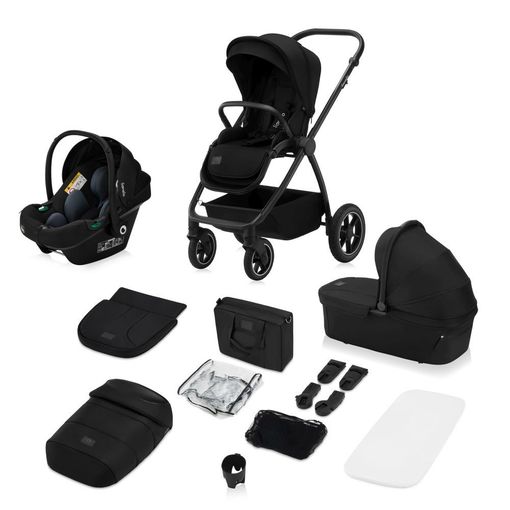 Carucior reversibil 3 in 1cu multiple accesorii, pana la 22 kg, Negru, Lionelo