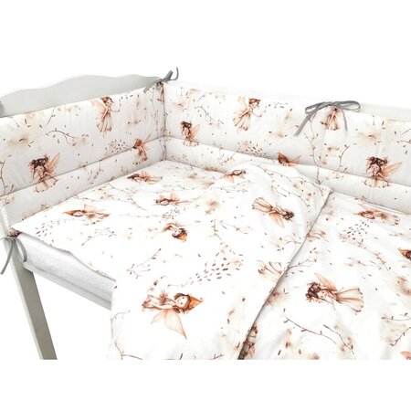 Lenjerie patut cu 3 piese cu protectie laterala, 120x60 cm, Fairy, MimiNu 739681