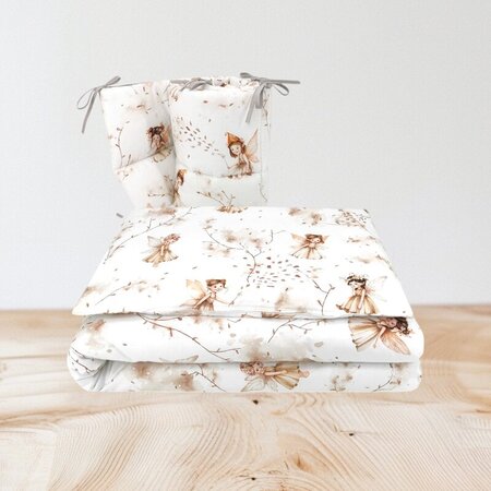 Lenjerie patut cu 3 piese cu protectie laterala, 120x60 cm, Fairy, MimiNu 739682