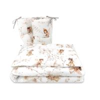 Lenjerie patut cu 3 piese cu protectie laterala, 120x60 cm, Fairy, MimiNu