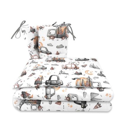 Lenjerie patut cu 3 piese cu protectie laterala, Cars Gre, MimiNu