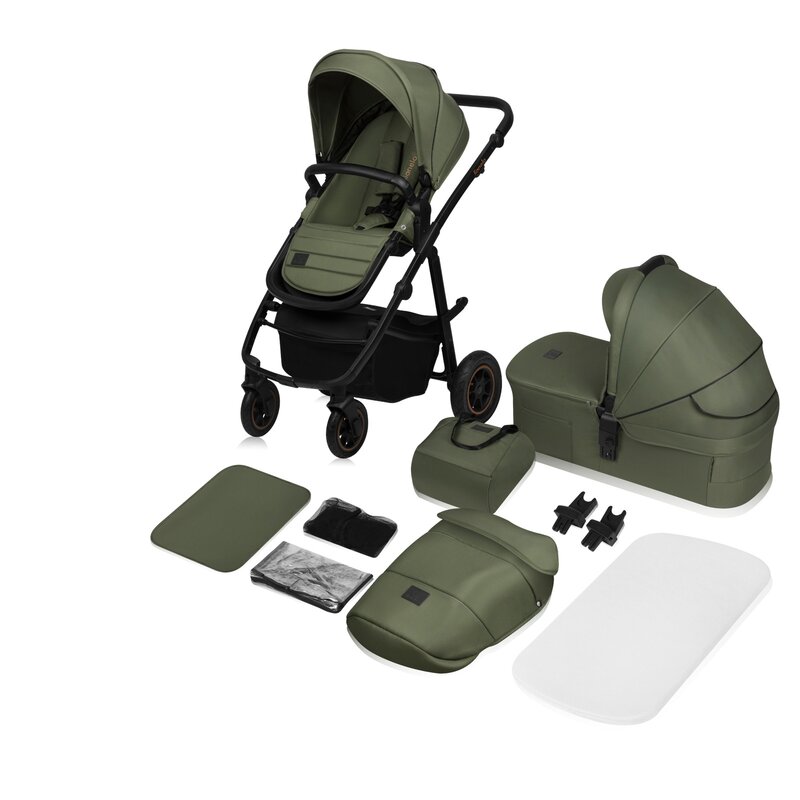 Carucior reversibil 2 in 1 cu multiple accesorii Amber Plus, pana la 22 kg, Verde, Lionelo