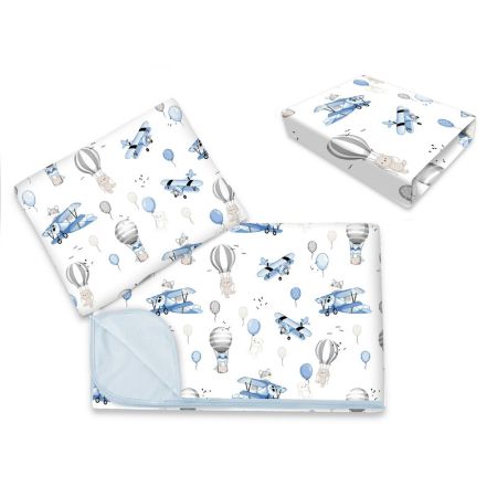 Lenjerie patut cu 3 piese, 120x60 cm, Blue Plane, MimiNu