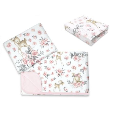Lenjerie patut cu 3 piese, 120x60 cm, Sweet Deer Pink, MimiNu