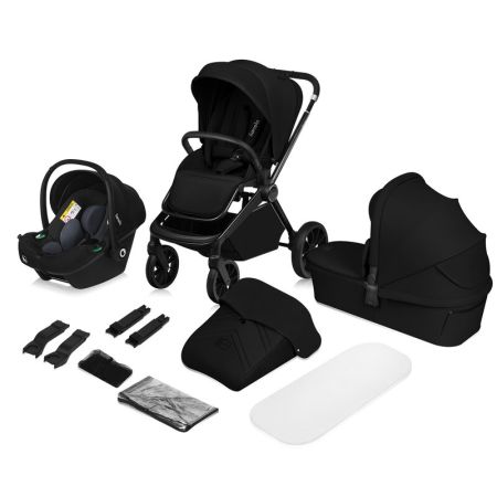 Carucior reversibil 3 in 1 cu landou si scoica Mika Plus, pana la 22 kg, Negru, Lionelo