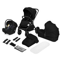 Carucior reversibil 3 in 1 cu landou si scoica Mika Plus, pana la 22 kg, Negru, Lionelo