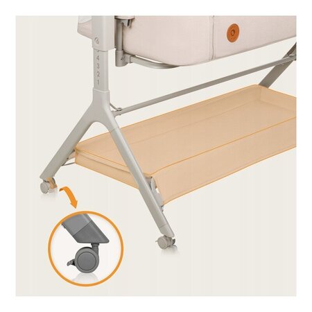 Patut co-sleeper 3 in 1 cu sistem de leganare Leonie Plus, Bej, Lionelo 739825