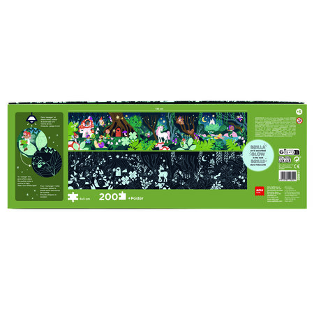 Puzzle Glow in the Dark, Magic Forest, 6 ani+, 200 piese, Apli Kids 740528