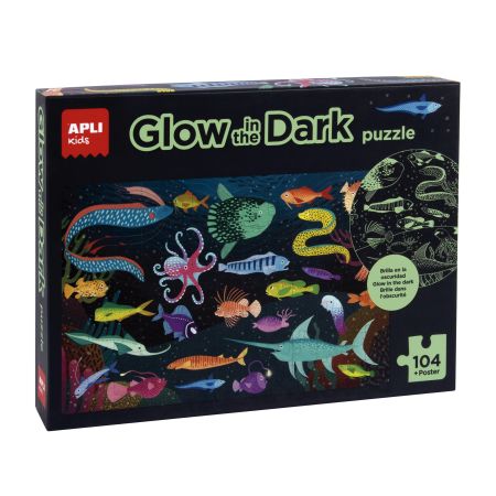 Puzzle Glow in the dark, Ocean, 104 piese, Apli Kids