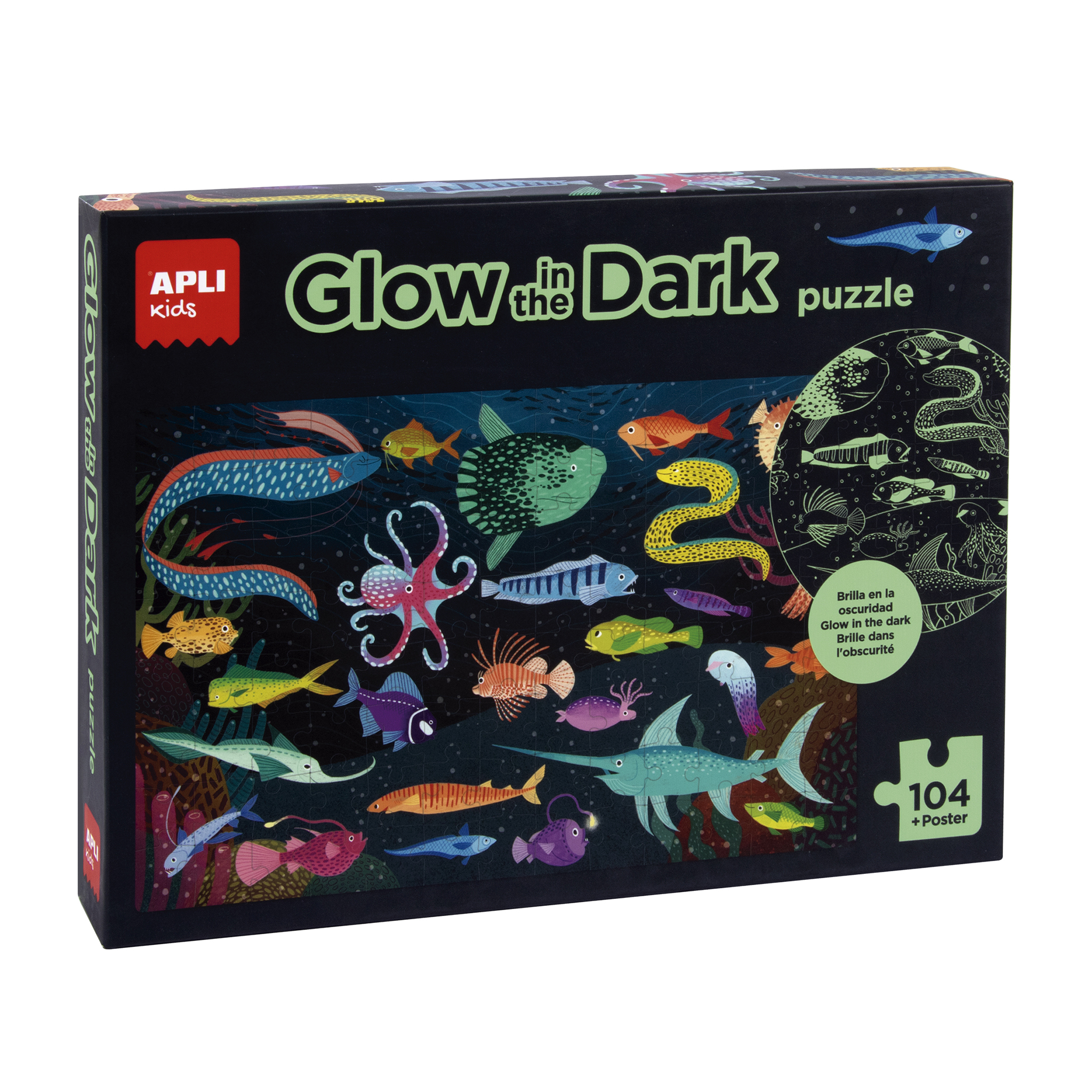 Puzzle Glow in the dark, Ocean, 104 piese, Apli Kids