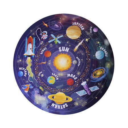 Puzzle Circular Sistemul Solar, Ø50 cm, 5 ani+, 48 piese, Apli Kids 740546