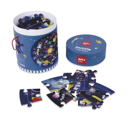 Puzzle Circular, Ø50 cm, Sistemul Solar, 5 ani+, 48 piese, Apli Kids