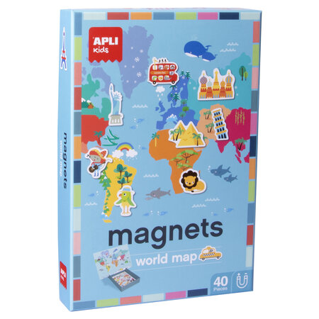 Harta Lumii magnetica, 28 x 36 cm, 3 ani+, 40 piese, Apli Kids 740566