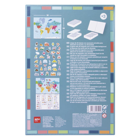 Harta Lumii magnetica, 28 x 36 cm, 3 ani+, 40 piese, Apli Kids 740567