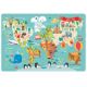 Puzzle XL Harta Lumii, 24 x 48 cm, 3 ani+, 24 piese in cutie metalica, Apli Kids 740573