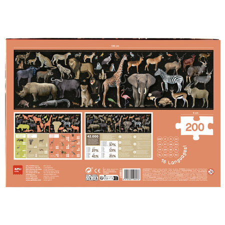 Puzzle Animale in Pericol, Savana, 6 ani+, 200 piese, Apli Kids 740591