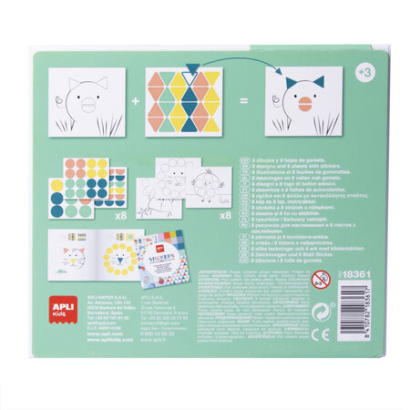 Joc creativ cu stickere, Animale, 3 ani+, Apli Kids 740602