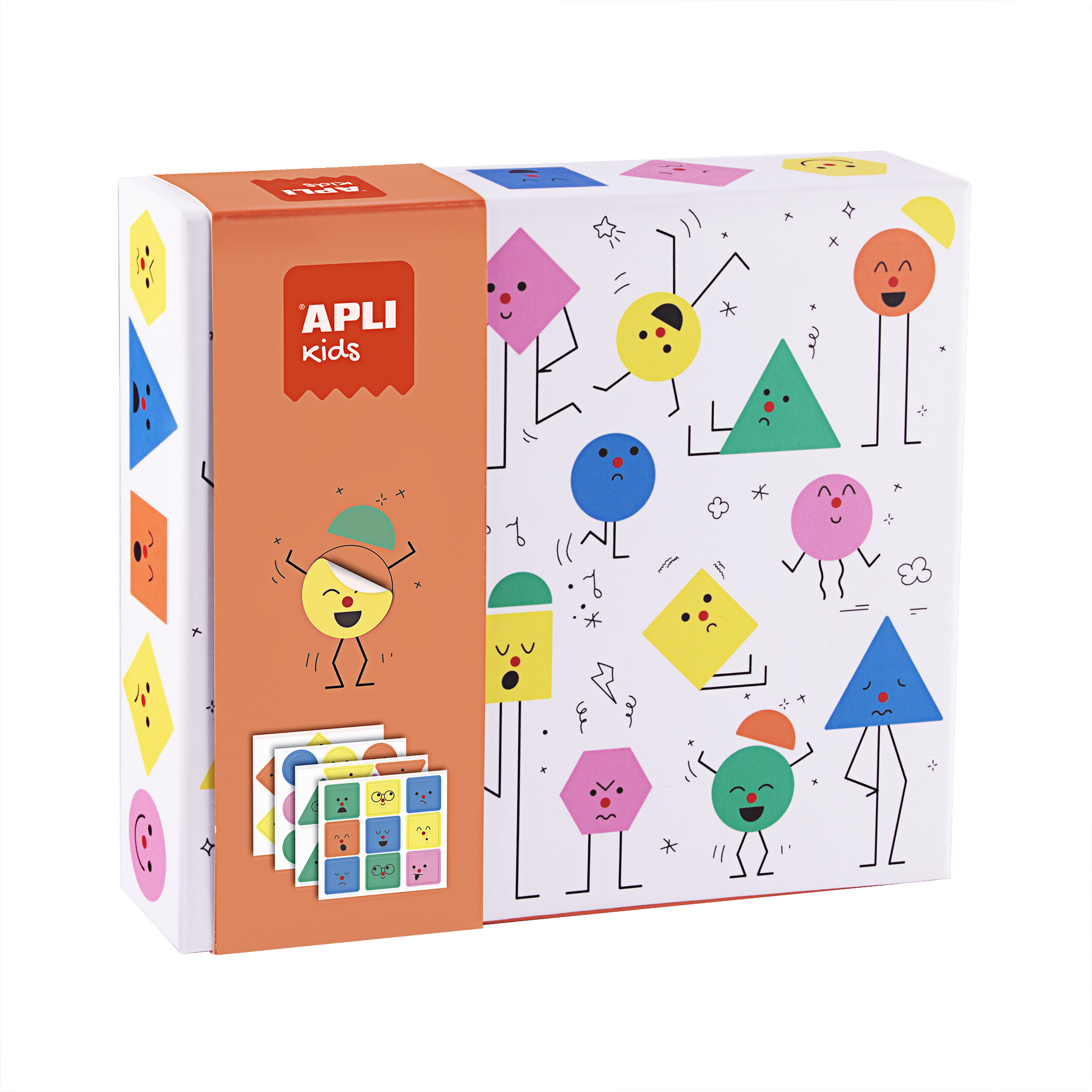 Joc creativ cu stickere, Forme Geometrice Emotii, 3 ani+, Apli Kids