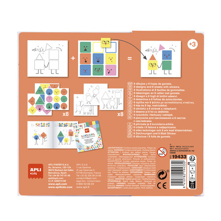 Joc creativ cu stickere, Forme Geometrice Emotii, 3 ani+, Apli Kids 740606