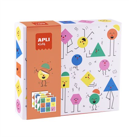 Joc creativ cu stickere, Forme Geometrice Emotii, 3 ani+, Apli Kids