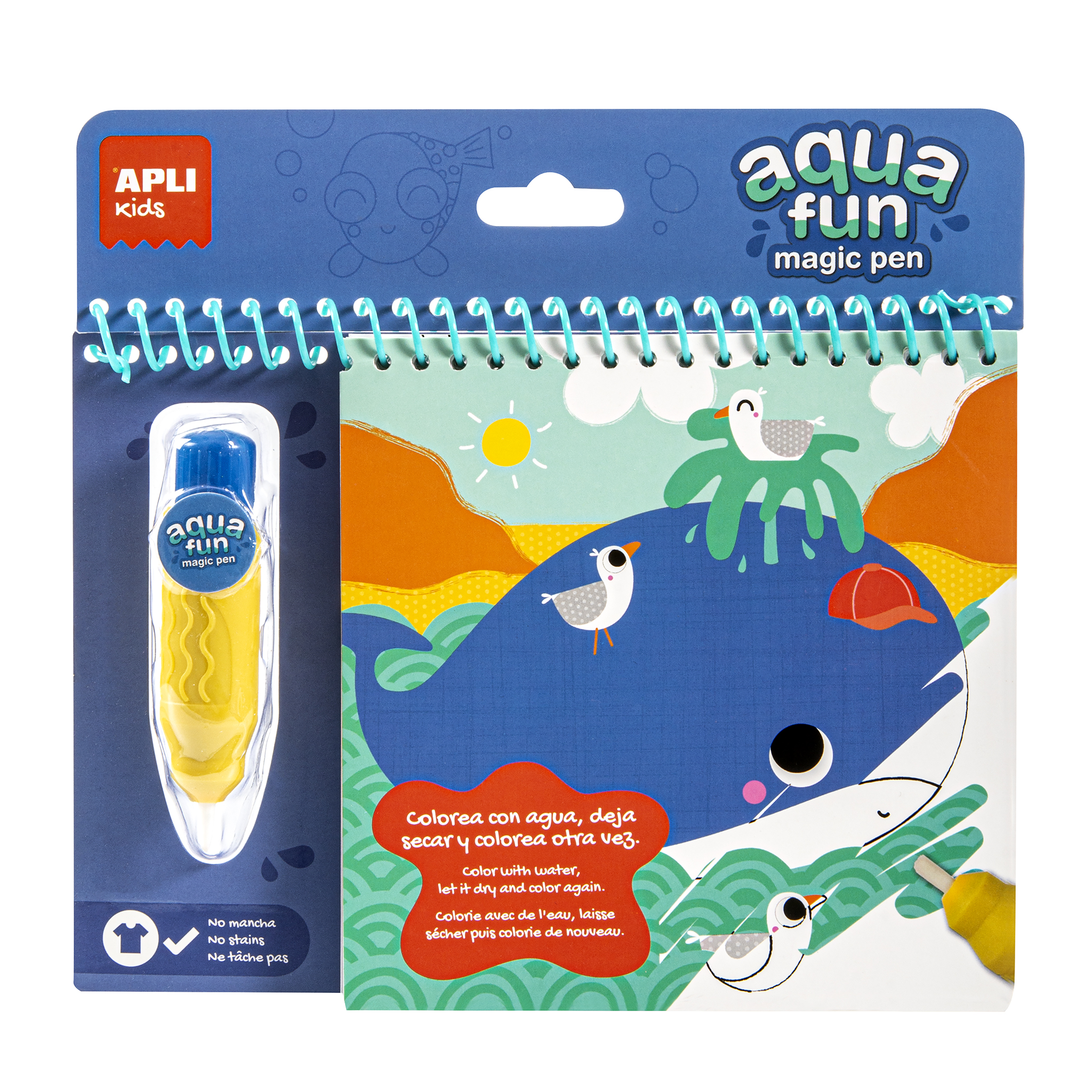 Carte de colorat Aqua Fun Magic, Animale Marine, 3 ani+, Apli Kids