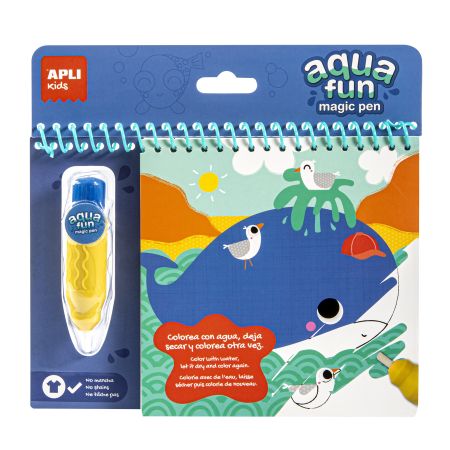 Carte de colorat Aqua Fun Magic, Animale Marine, 3 ani+, Apli Kids