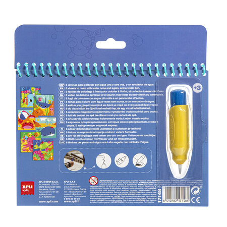 Carte de colorat Aqua Fun Magic, Animale Marine, 3 ani+, Apli Kids 740612