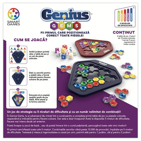 Genius Gems Joc de logica, 8 ani+, Smart Games 740645