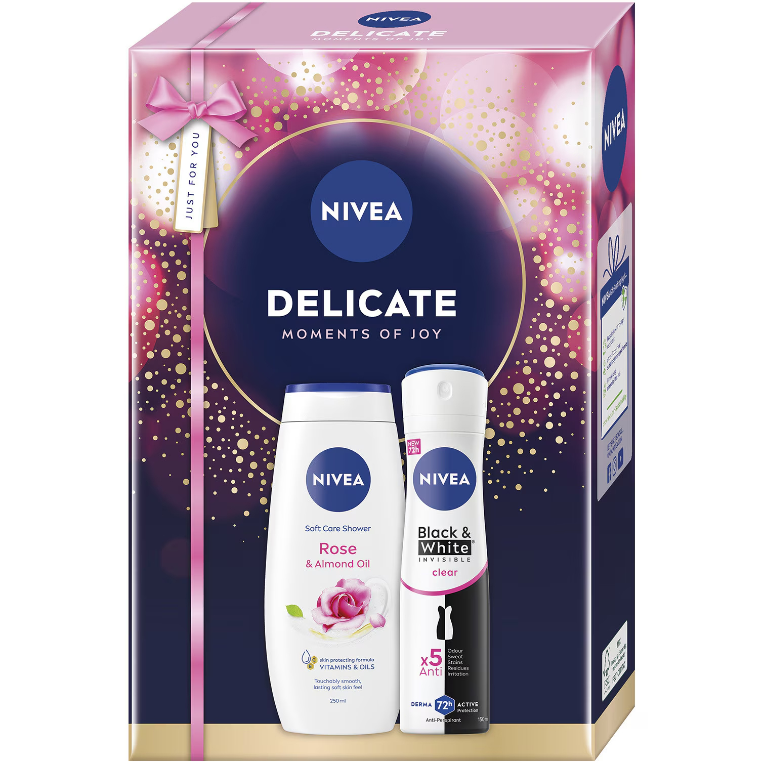 Pachet gel de dus + deodorant spray Delicate Rose, 250 ml + 150 ml, Nivea