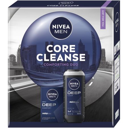 Set gel dus + lotiune dupa ras Core Cleanse, 250 + 100 ml, Nivea Men